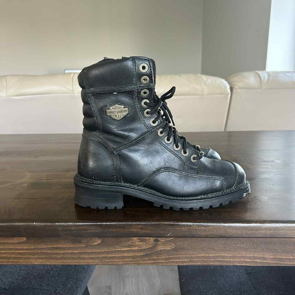 Harley-Davidson Men’s Black Leather Lace-Up Boots • US 8 - Picture 2 of 8
